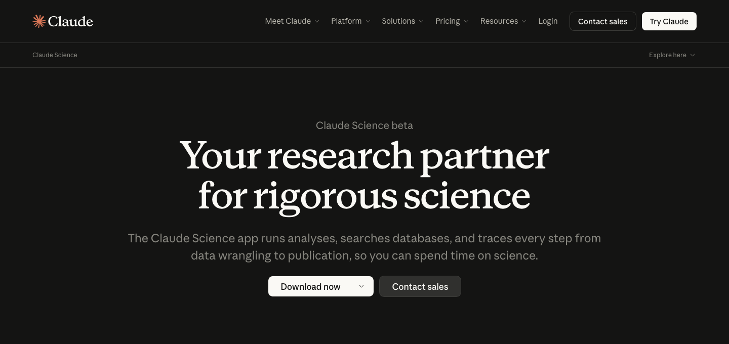 claude.com/science 官方页面